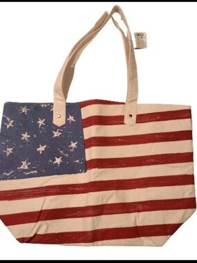 The Body Shop Red & White American Flag Tote